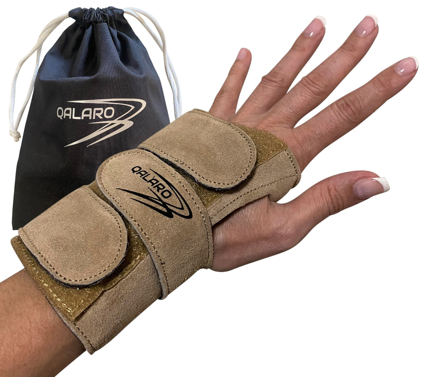 QALARO Suede Wrist Supports (Pair) - Sand