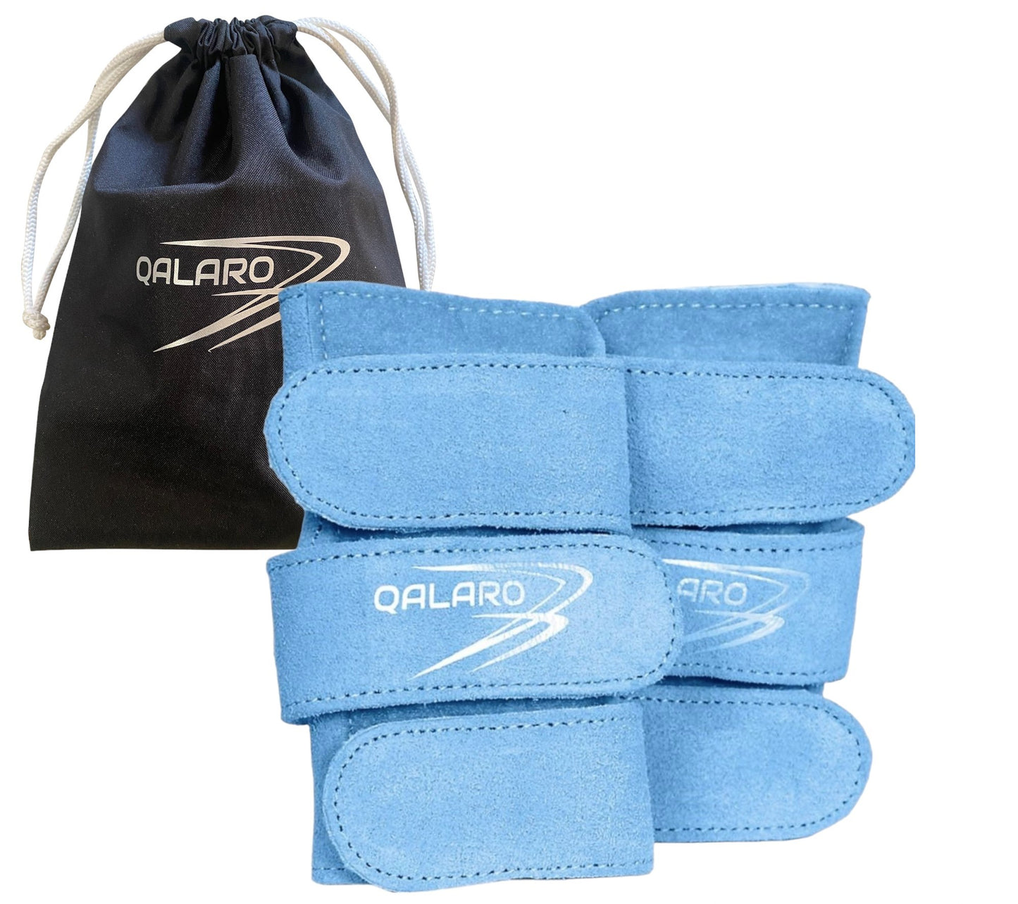 QALARO Suede Wrist Supports (Pair) - Sky Blue