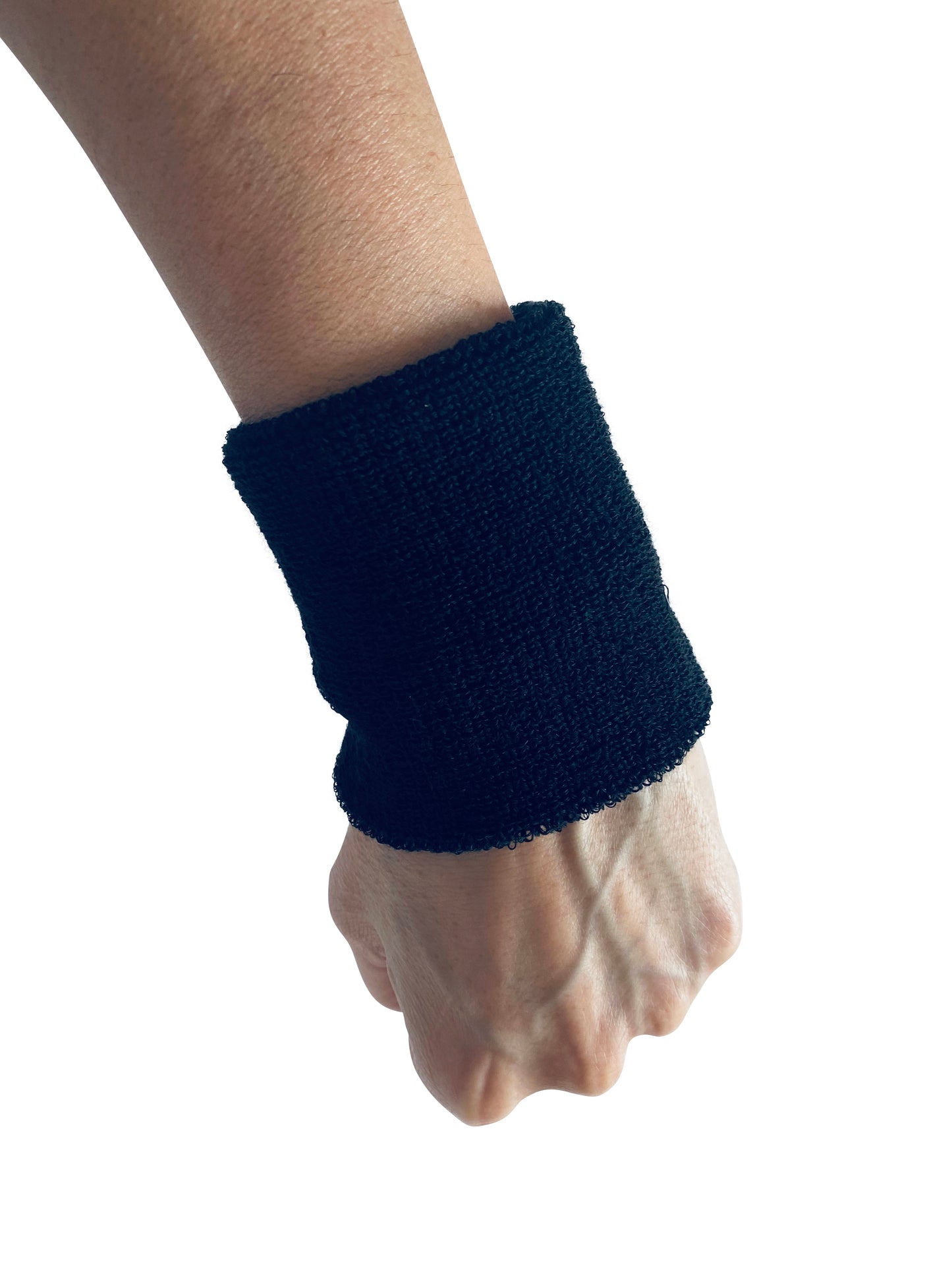 QALARO Plain Cotton Wrist Bands (Pair) - 8cm length - Black