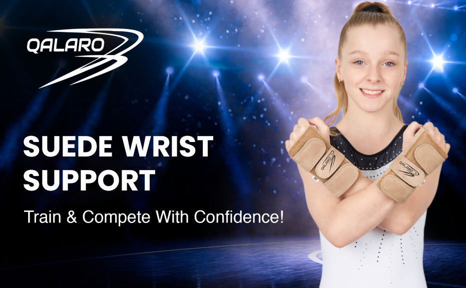QALARO Adjustable Suede Gymnastics Wrist Support for Wrist Injury Prevention (Pair) - Dark Brown
