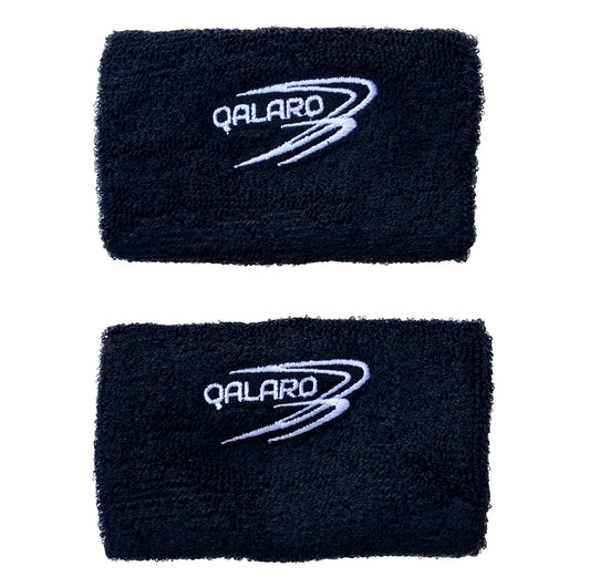 QALARO Cotton Wrist Bands (Pair) - 10cm, Black