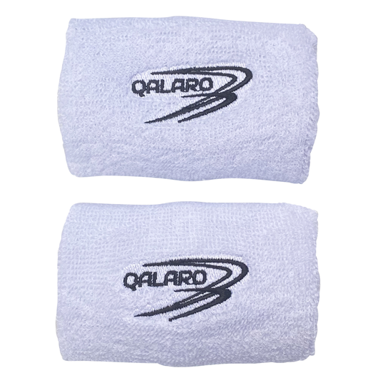 White Qalaro 10cm Cotton Wrist Bands (Pair)