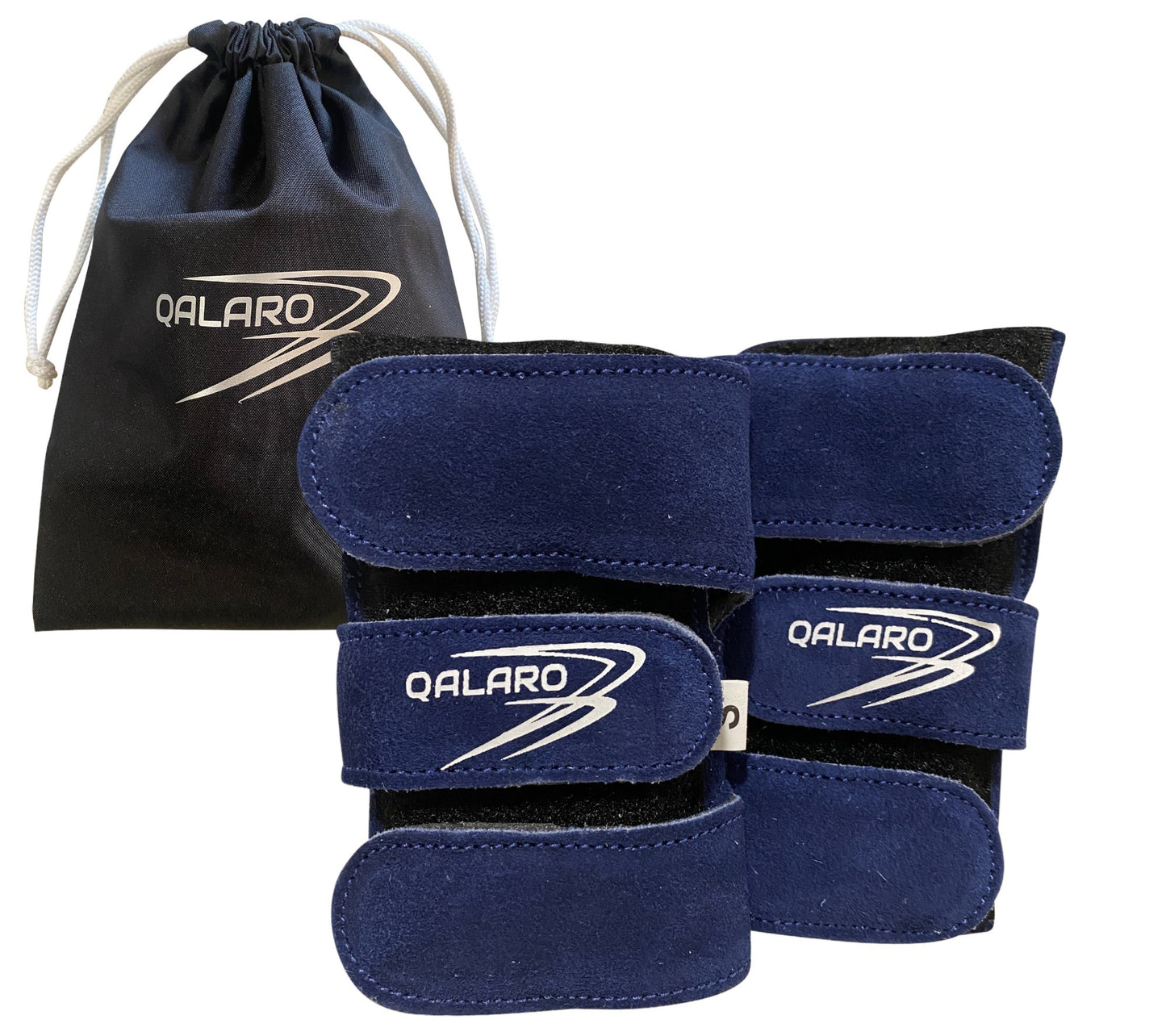 QALARO Suede Wrist Supports (Pair) - Navy Blue