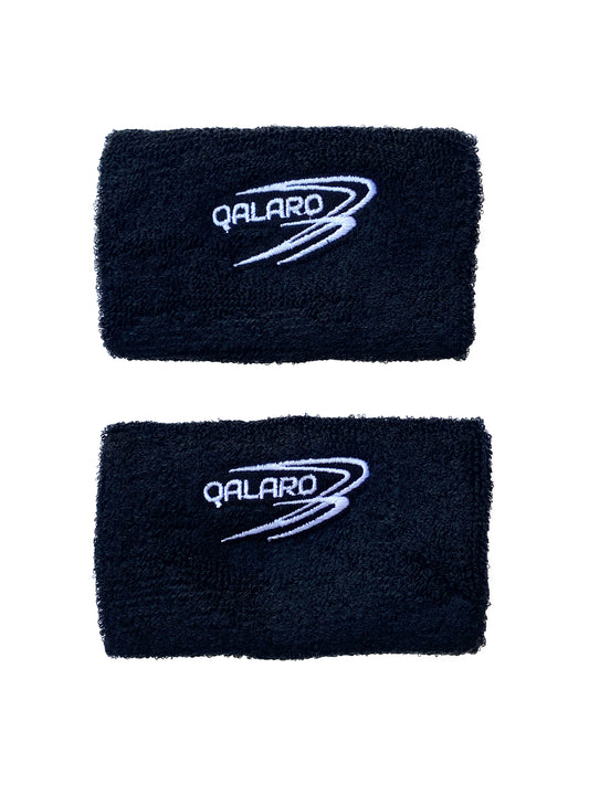 QALARO Junior Cotton Wrist Bands (Pair) - 10cm length - Black